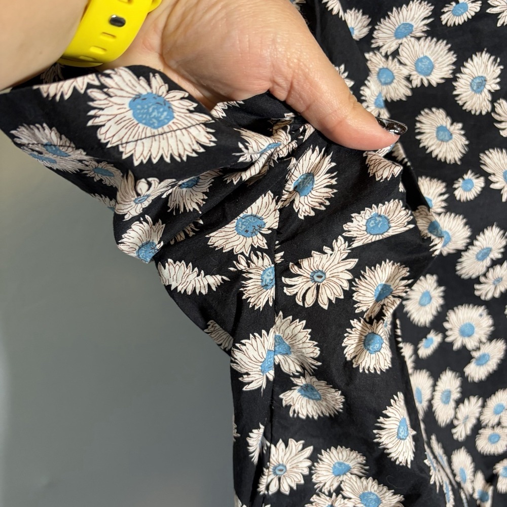 Jogal Mens XL Black Floral Button Up Shirt Preppy Cotton Summer Artsy Resortwear - Picture 6 of 12